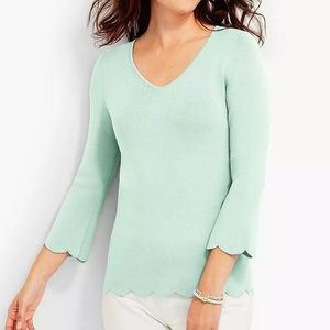 Talbots Light Blue Scalloped Edge Sweater